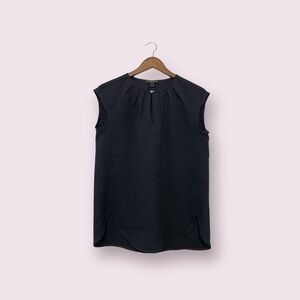 J. Crew Honeycomb Cap Sleeve Black Blouse